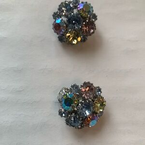 Multicolor Crystal Cluster Earrings
